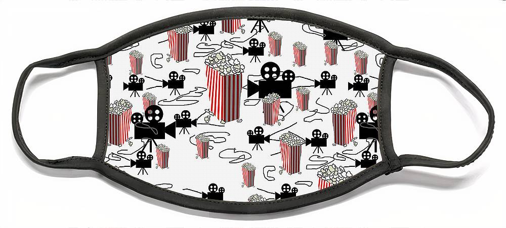 Movie Pattern With Popcorn - Face Mask
