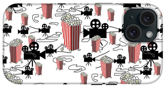 Movie Pattern With Popcorn - Phone Case