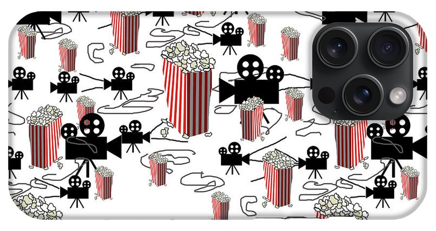 Movie Pattern With Popcorn - Phone Case