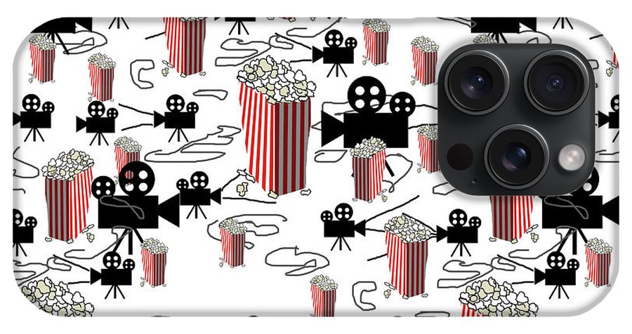 Movie Pattern With Popcorn - Phone Case