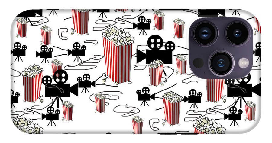 Movie Pattern With Popcorn - Phone Case