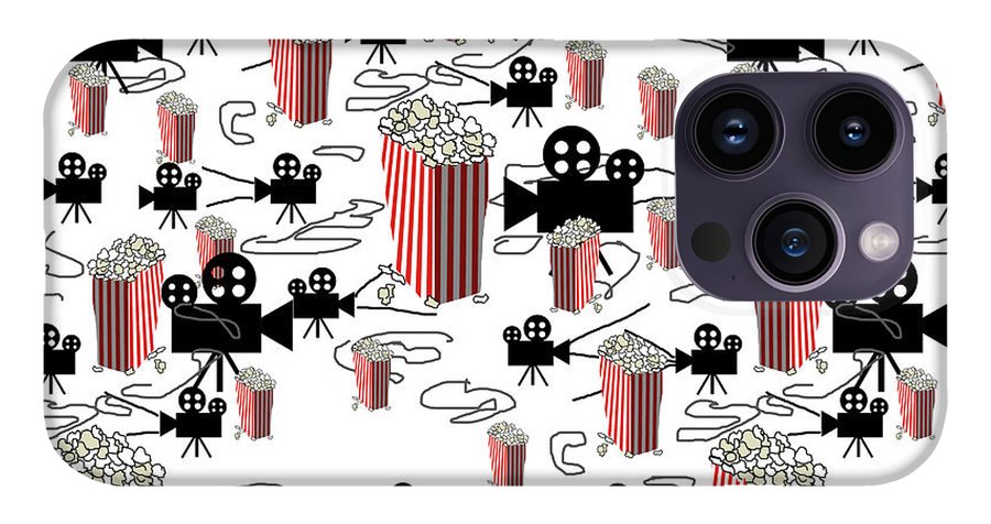 Movie Pattern With Popcorn - Phone Case