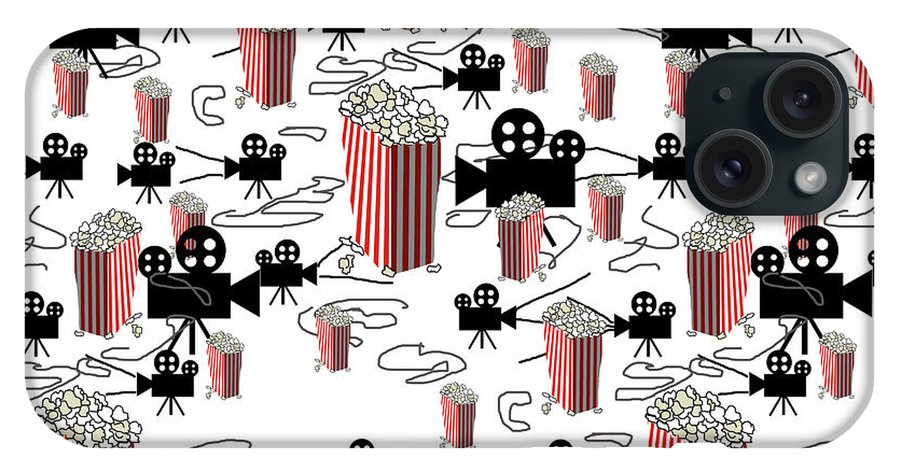 Movie Pattern With Popcorn - Phone Case