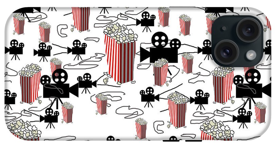 Movie Pattern With Popcorn - Phone Case