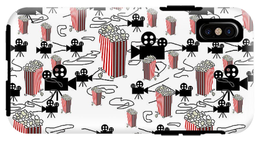 Movie Pattern With Popcorn - Phone Case