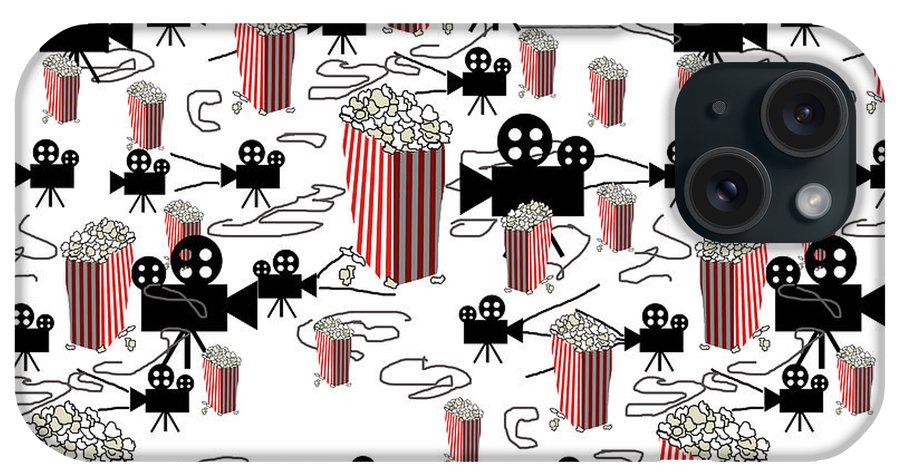 Movie Pattern With Popcorn - Phone Case