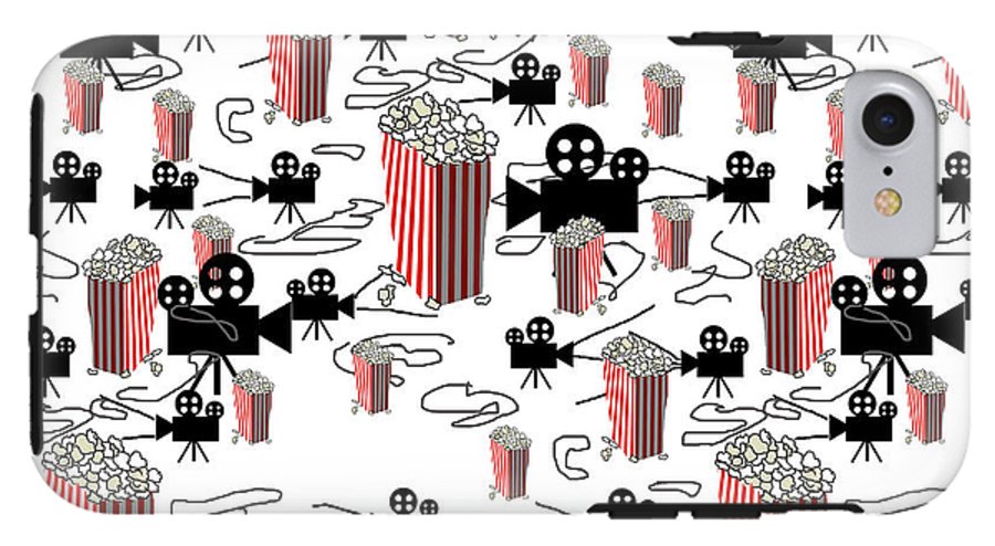 Movie Pattern With Popcorn - Phone Case