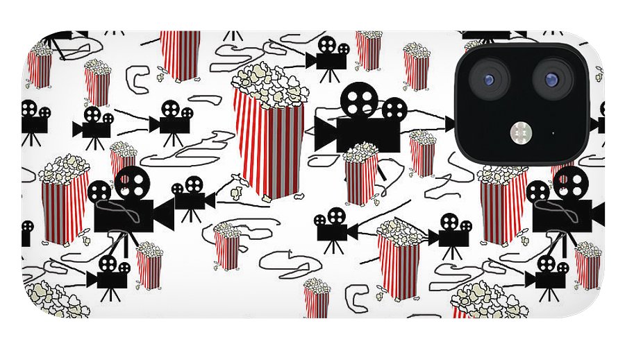 Movie Pattern With Popcorn - Phone Case