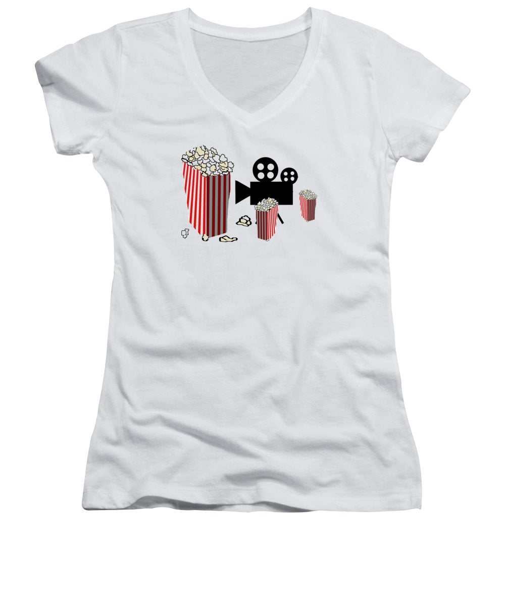 Movie Reels and Popcorn - Women's V-Neck