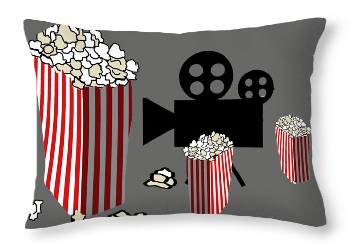 Movie Reels and Popcorn - Throw Pillow