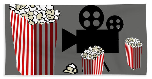 Movie Reels and Popcorn - Beach Towel
