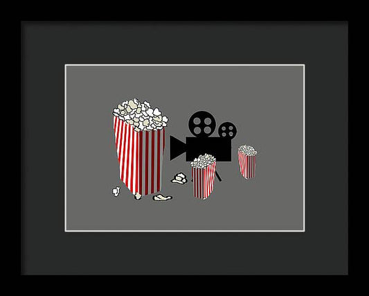 Movie Reels and Popcorn - Framed Print