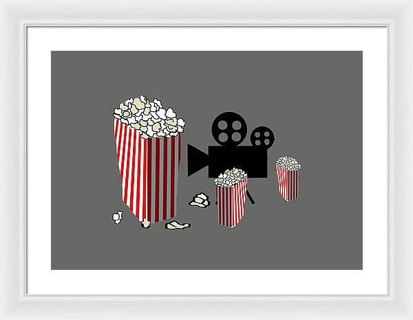 Movie Reels and Popcorn - Framed Print