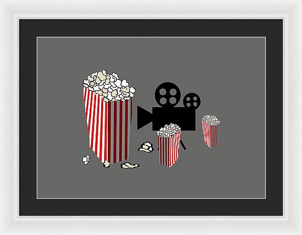 Movie Reels and Popcorn - Framed Print