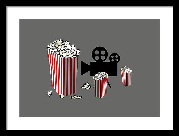 Movie Reels and Popcorn - Framed Print
