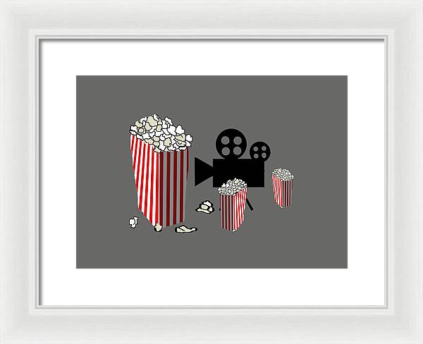 Movie Reels and Popcorn - Framed Print