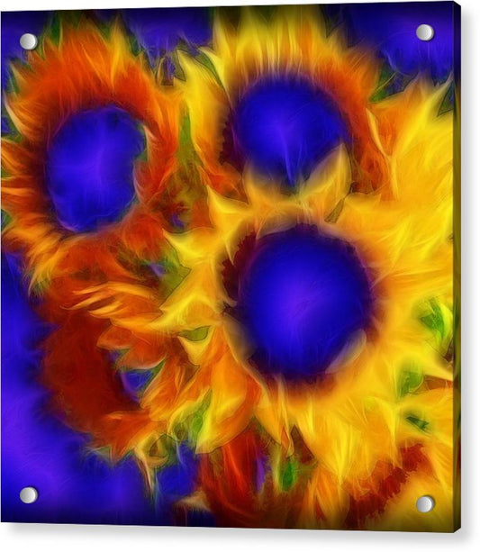 Neon Sunflowers - Acrylic Print