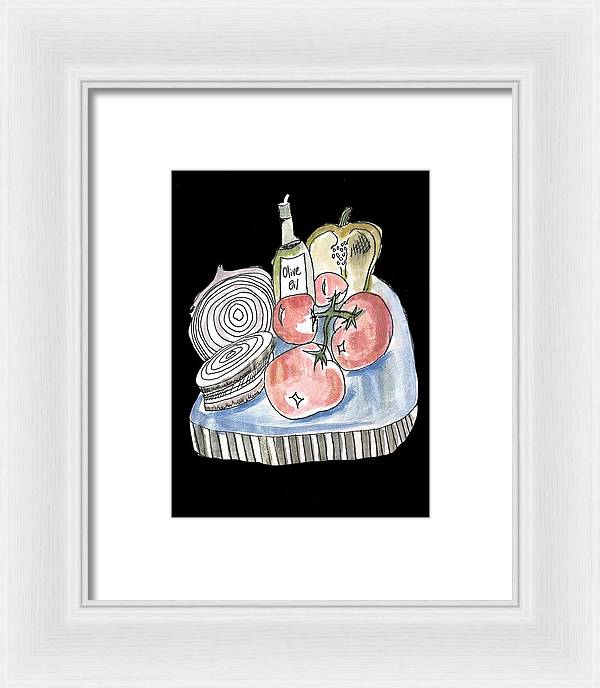 Olive Oil Veg Board Watercolor - Framed Print