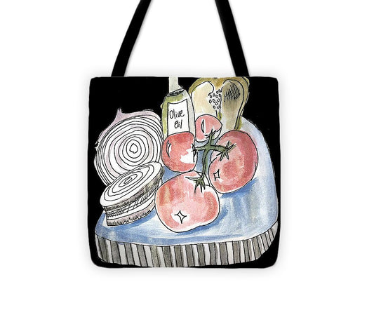 Olive Oil Veg Board Watercolor - Tote Bag
