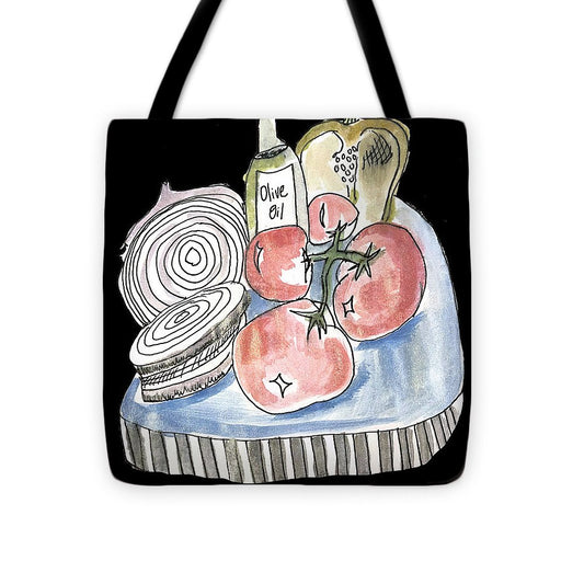 Olive Oil Veg Board Watercolor - Tote Bag