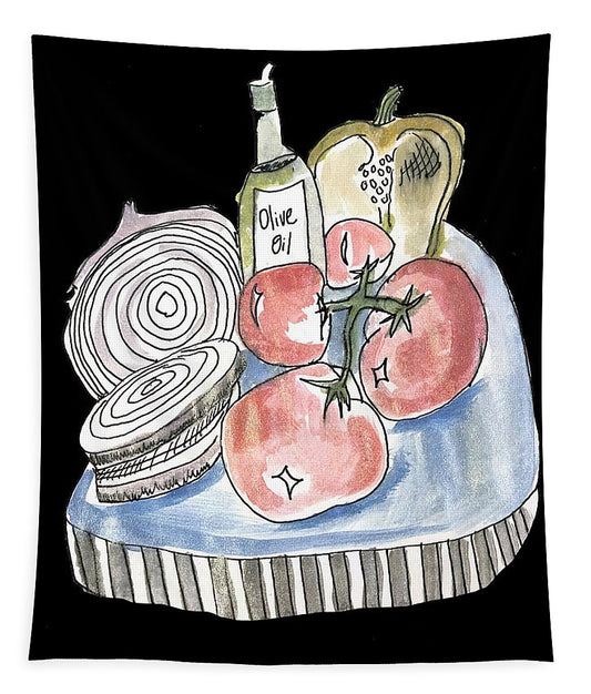 Olive Oil Veg Board Watercolor - Tapestry