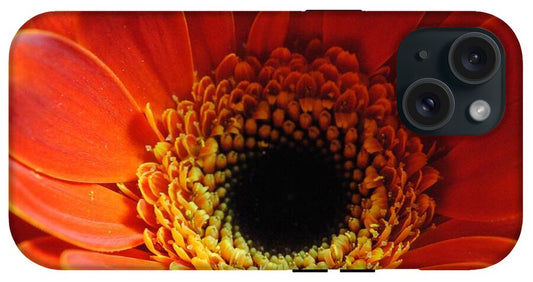 Orange Daisy On Black - Phone Case