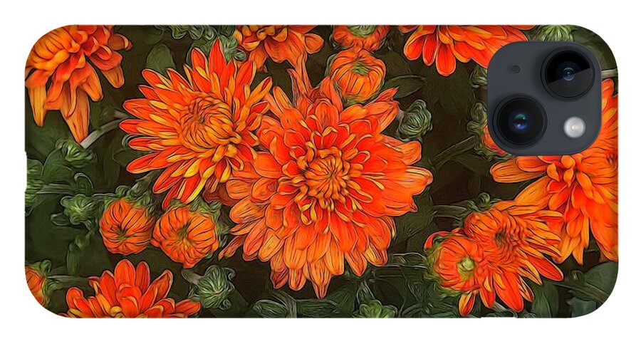 Orange Fall Mums - Phone Case