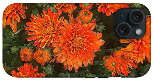Orange Fall Mums - Phone Case