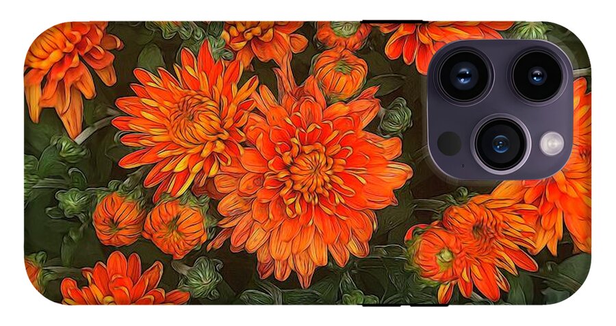 Orange Fall Mums - Phone Case