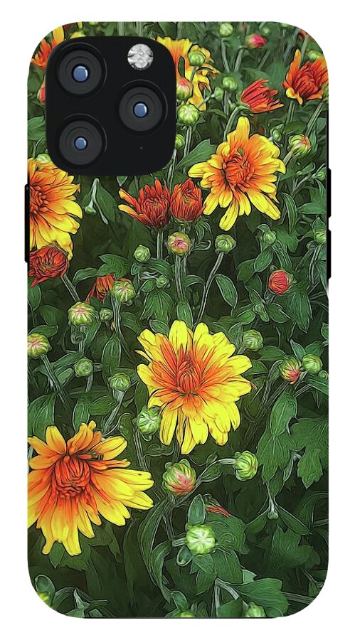 Orange Fall Mums Opening - Phone Case