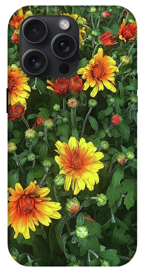Orange Fall Mums Opening - Phone Case