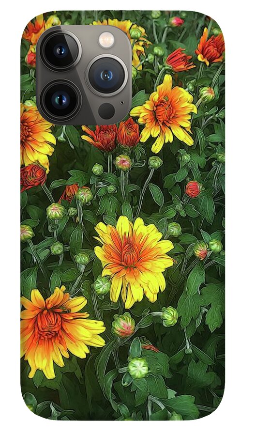 Orange Fall Mums Opening - Phone Case