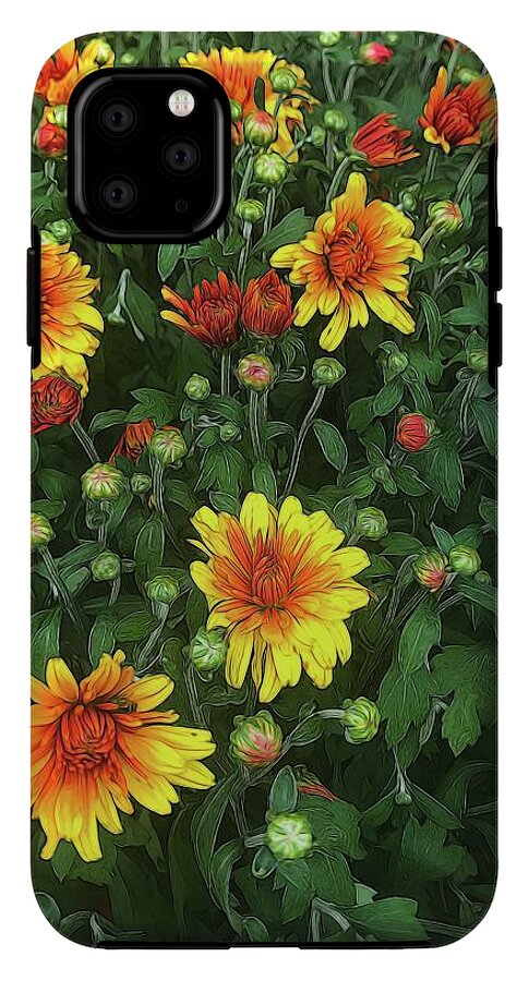 Orange Fall Mums Opening - Phone Case