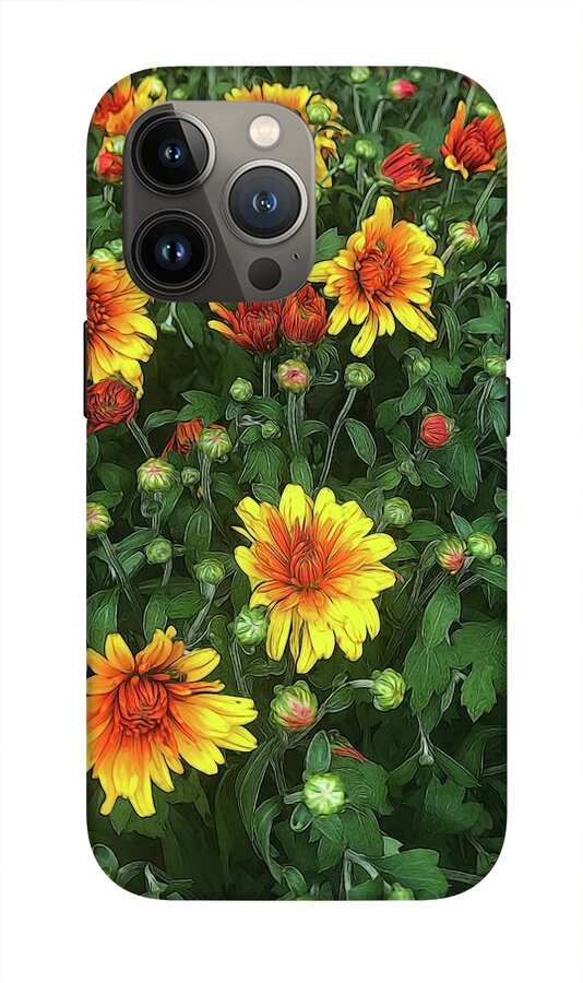 Orange Fall Mums Opening - Phone Case