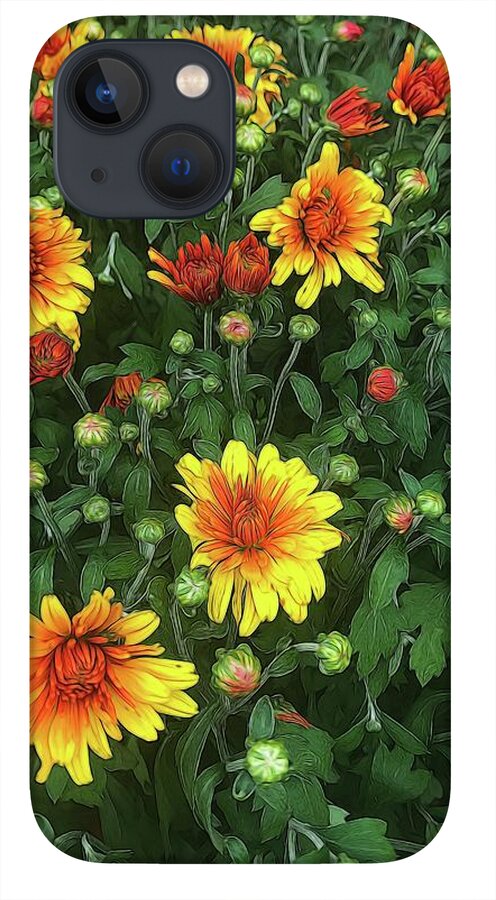 Orange Fall Mums Opening - Phone Case