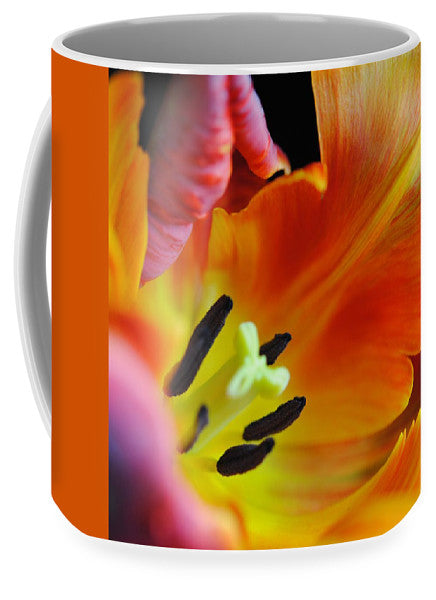 Orange Parrot Tulip Close Up - Mug