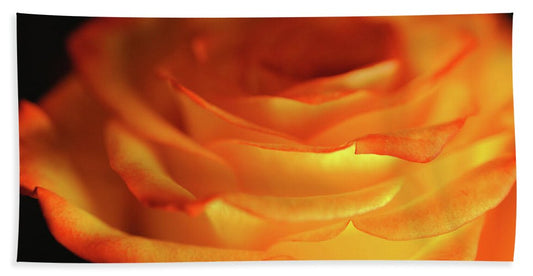 Orange Rose Close Up - Beach Towel