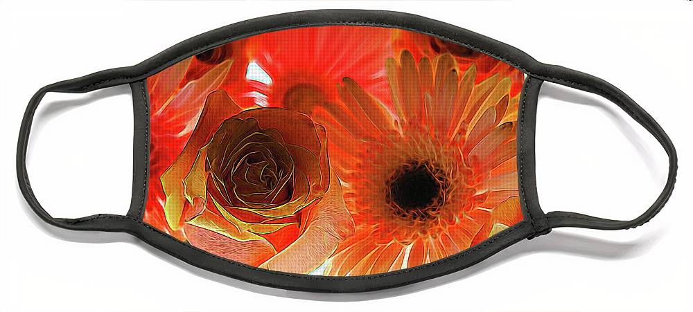 Orange Rose Pink Daisy - Face Mask