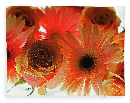Orange Rose Pink Daisy - Blanket