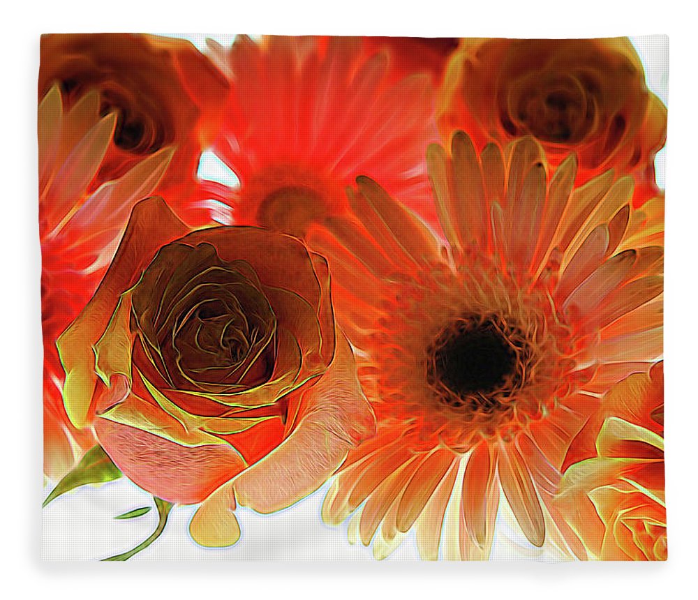 Orange Rose Pink Daisy - Blanket
