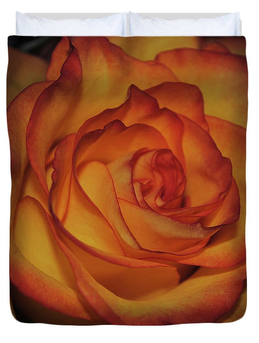 Orange Rose Portrait - Duvet Cover