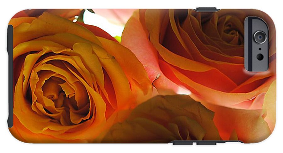 Pastel Pink and Orange Roses on White - Phone Case