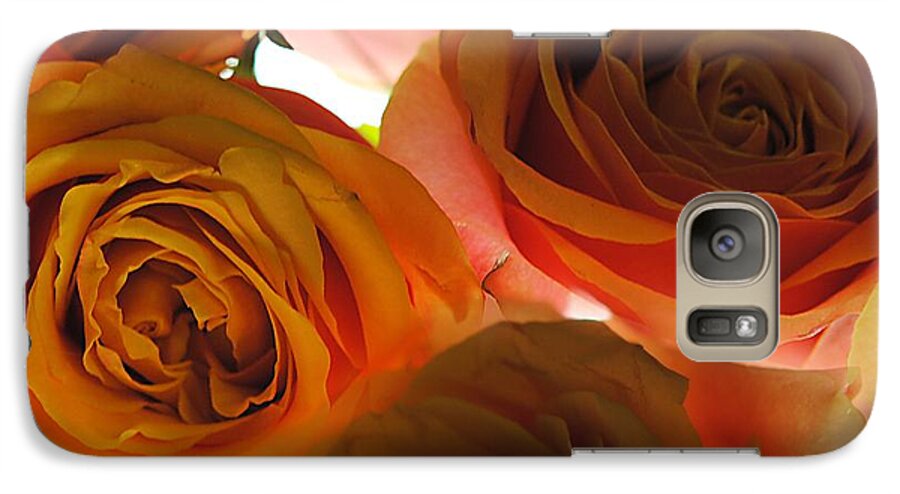 Pastel Pink and Orange Roses on White - Phone Case
