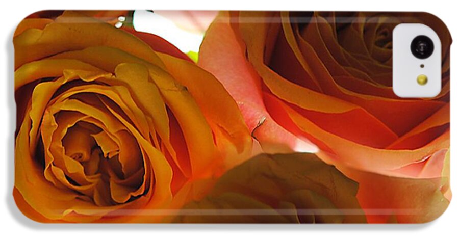 Pastel Pink and Orange Roses on White - Phone Case