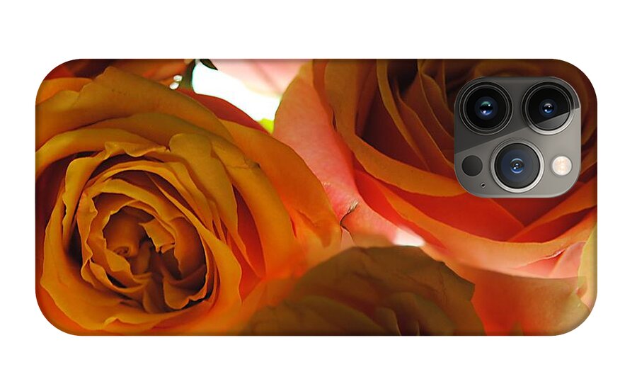 Pastel Pink and Orange Roses on White - Phone Case