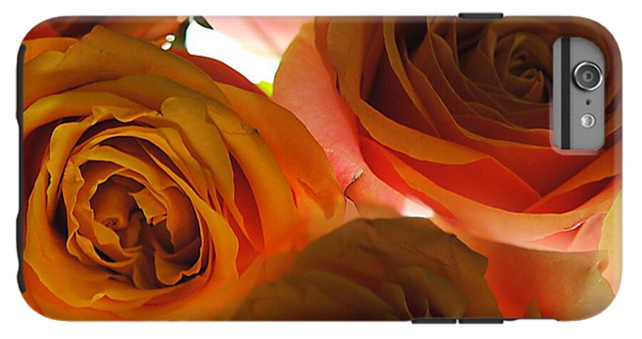 Pastel Pink and Orange Roses on White - Phone Case