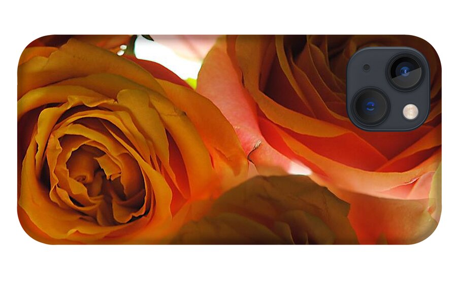 Pastel Pink and Orange Roses on White - Phone Case
