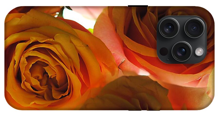 Pastel Pink and Orange Roses on White - Phone Case