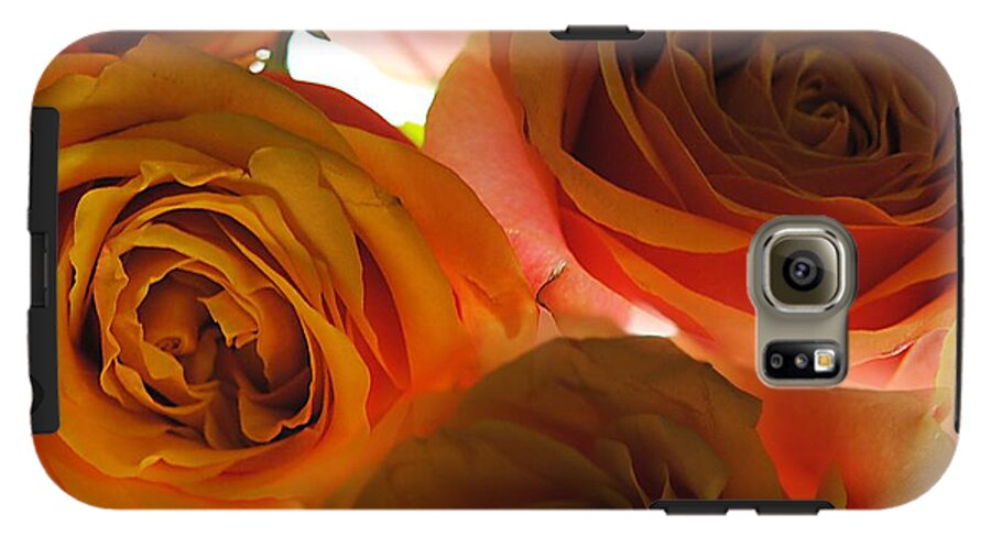 Pastel Pink and Orange Roses on White - Phone Case
