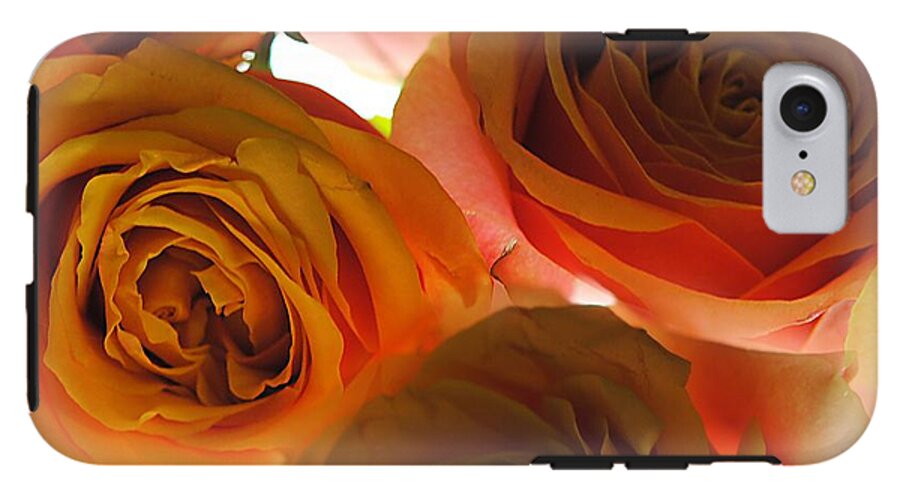 Pastel Pink and Orange Roses on White - Phone Case